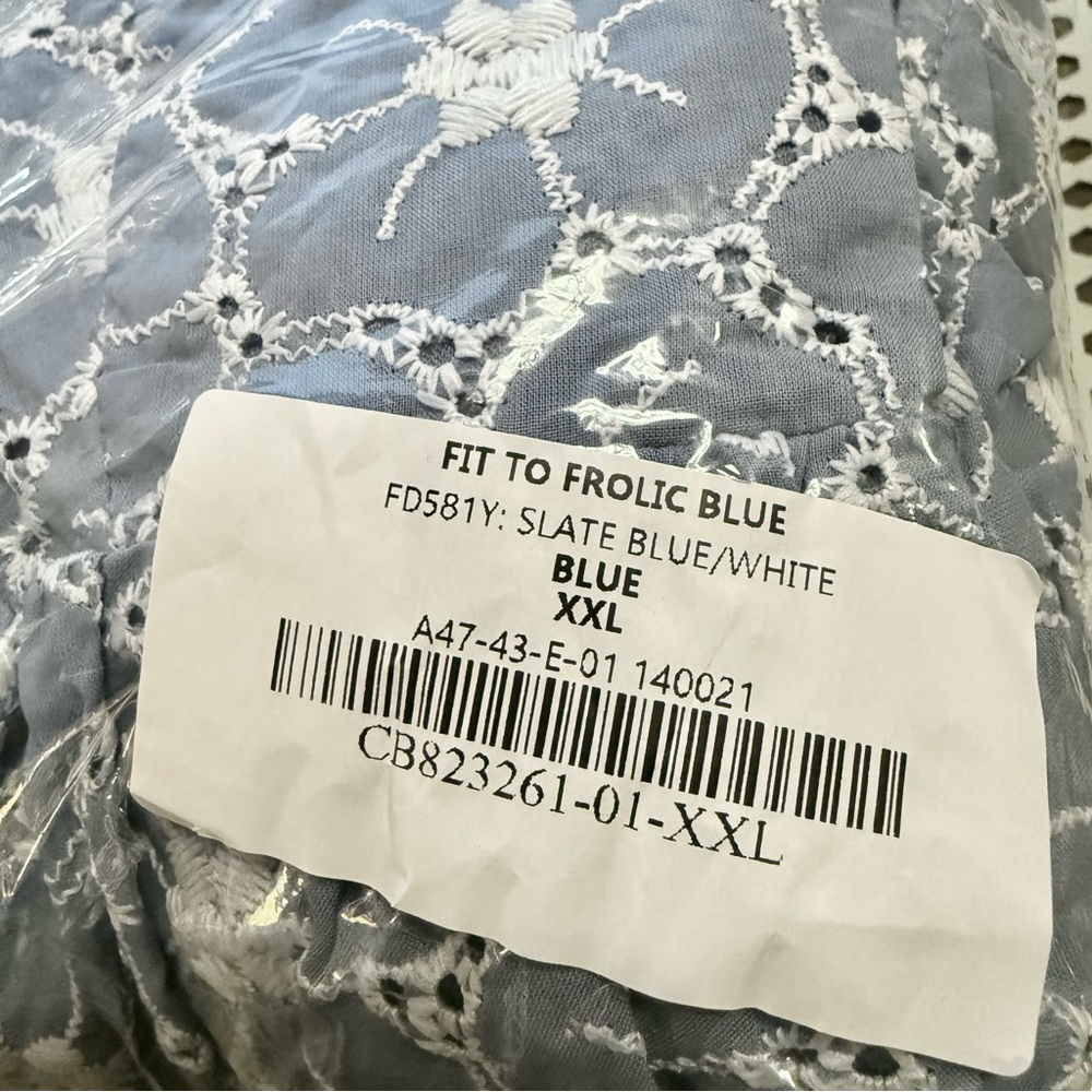 Lulus Fit to Frolic Blue Eyelet Lace Puff Sleeve Babydoll Dress New - Picture 4 of 4